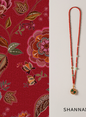 shannai原创天然南红小米珠项链