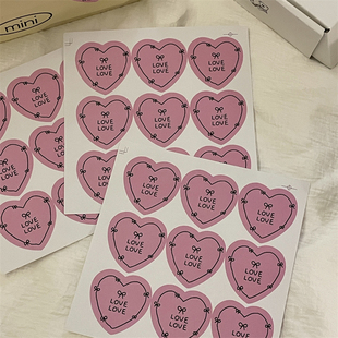 袋包装 粉色爱心贴纸生日礼物不干胶标签贴封口贴装 饰贴纸烘焙包装