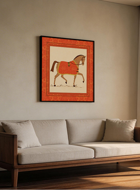 《骏影鎏金》欧式轻奢肌理挂画马到成功玄关入户走廊过道装饰画