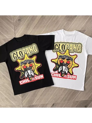 美式印花Glo Gang Boyz Worldwide 美潮卡通印花洗水短袖T恤TEE