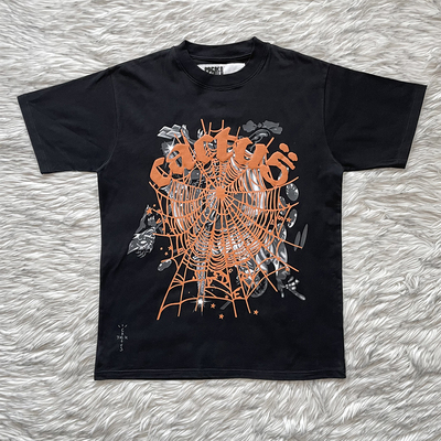 Sp5der 555555  Cactus Jack联名合作款蜘蛛网美潮男装短袖T恤TEE