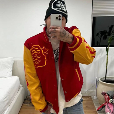 HELL STUDIOS Werewolf Letterman 皮袖老虎拼接外套棒球夹克