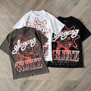 美潮街头 Glo glo 涂鸦印花洗水短袖 T恤TEE Boyz Gang stamp