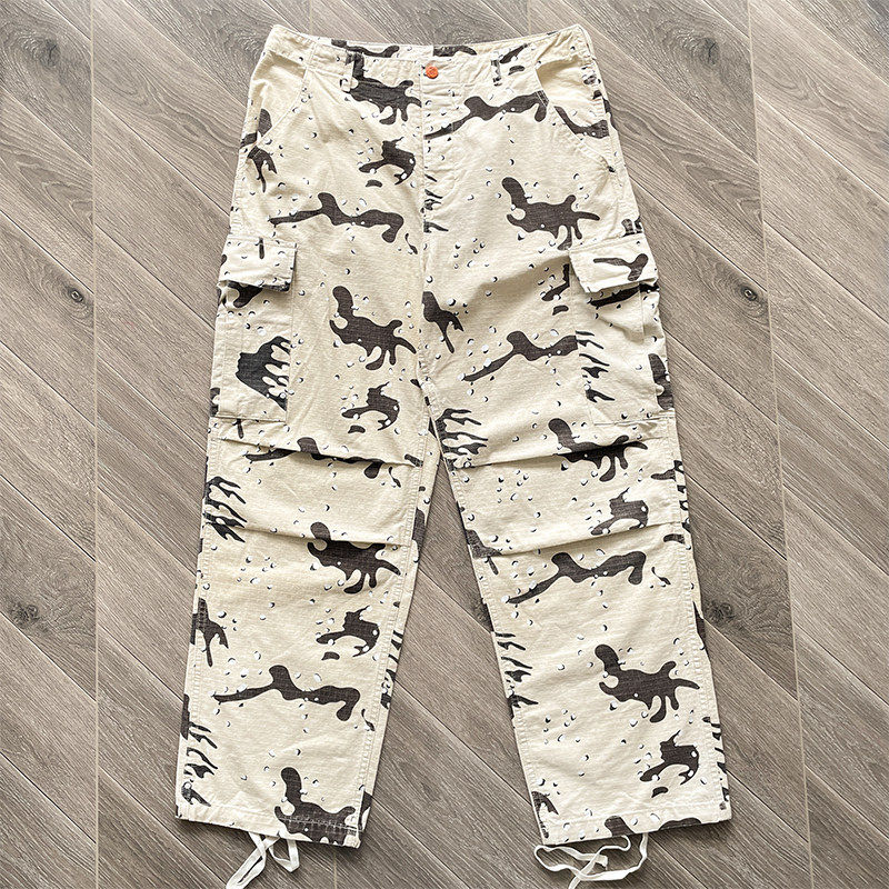 hell 新款 Embroidered trousers 沙漠迷彩口袋休闲男装长裤子