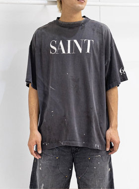 SAINT Mx6 SS26 SS T恤 / SAINT 666 美式水洗字母做旧潮短袖T恤