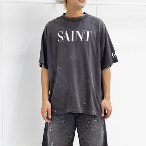SAINT Mx6 SS26 SS T恤 / SAINT 666 美式水洗字母做旧潮短袖T恤