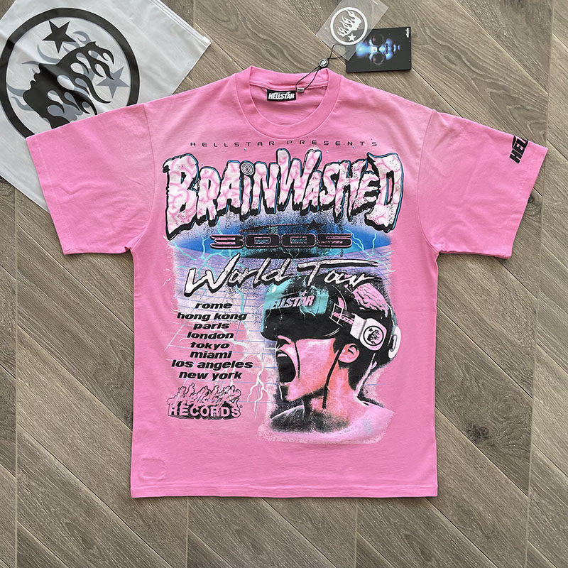 HELL Brainwashed World Tour 嘻哈印花宽松男女短袖T恤tee潮