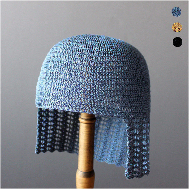 夏超薄款帽子男女防晒个性手工帽土豆夫人原创【藏麻钩花护头帽】