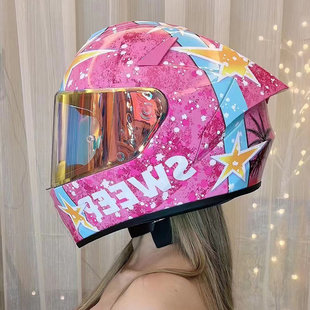 SWEEP头盔摩托车头盔女个性男碳纤维机车全盔超轻大尾翼四季通用