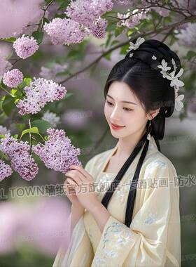 中国风古装美人海报墙贴画美女玄关走廊卧室宿舍房间装饰画自粘