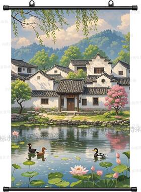 乡村小村庄传统中国风景无框挂墙