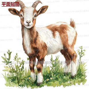 新款山羊图案自粘贴画家居室内店铺门窗装饰防水自带背胶diy贴画