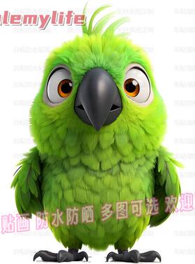 呆萌可爱鹦鹉墙面贴纸客厅冰箱