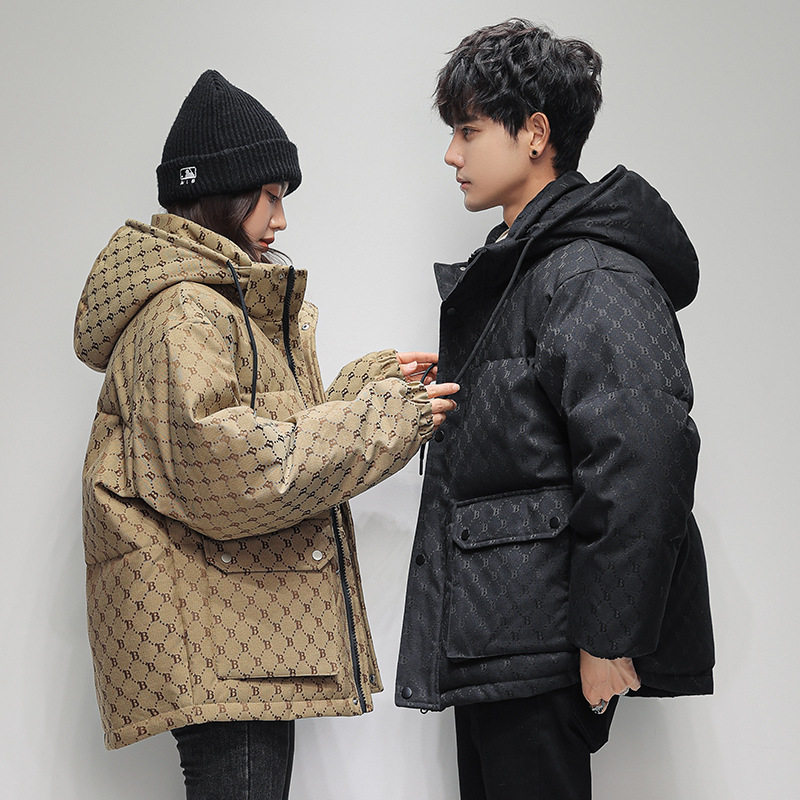 潮牌原版冬季短款加厚外套阔版港风欧美羽绒服男女同款H201-P160，男装羽绒服，星座1210A