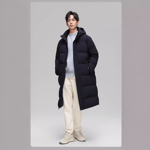 90%白鸭绒羽绒服长款过膝连帽压胶加厚保暖外套H810-P260368图片