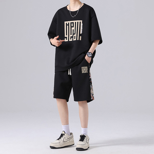 运动套装男士夏季时尚印花薄款冰丝短袖短裤一套搭配潮tz935-P48图片