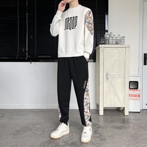 春秋款卫衣套装男生生帅气ins男装潮流运动套装长袖长款两件套P75,女生帽子搭配图片帅气图片