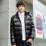 新标80%可纯色光板短款亮面白鸭绒羽绒服加厚外套7581-P180，男装羽绒服，星座1210A