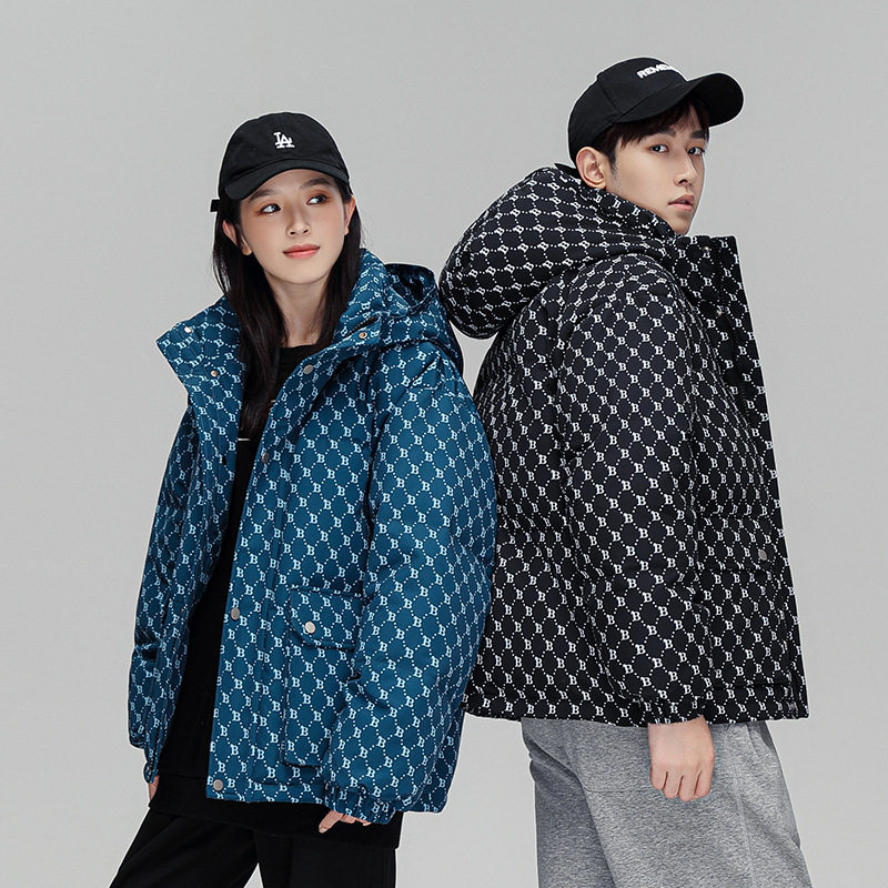 情侣羽绒服2025年冬季新款保暖加厚印花短款连帽外套潮YR234-P110,男装羽绒服,星座1210A