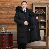 爸爸装长款过膝真毛领90%鹅绒服连帽零下极寒保暖外套P350568，男装羽绒服，星座1210A