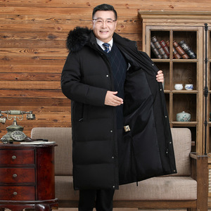 爸爸装长款过膝真毛领90%鹅绒服连帽零下极寒保暖外套P350568图片