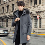 羽绒服男中长款大毛领连帽外套潮加厚保暖冬季大衣派克服909-p130，男装羽绒服，星座1210A