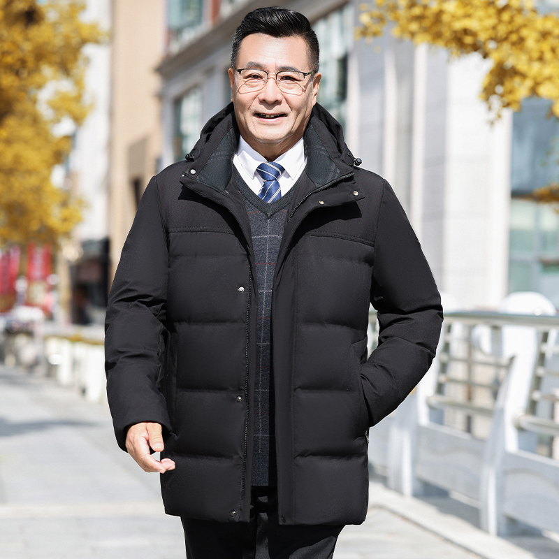 冬装男士休闲男短款连帽加厚保暖羽绒服爸爸装爷爷中老年外套P150，男装羽绒服，星座1210A