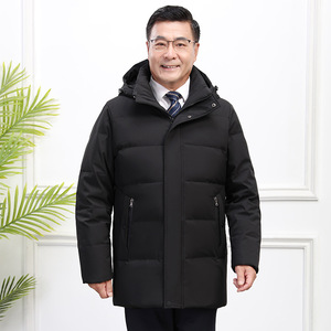 90%白鸭绒羽绒服男爸爸装加厚加大连帽短款零下防寒外套H17-P150