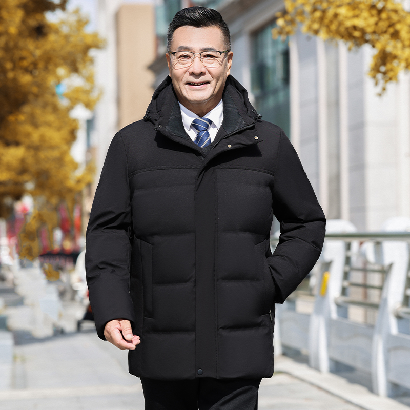 冬装男士休闲男短款连帽加厚保暖羽绒服爸爸装爷爷中老年外套P150，男装羽绒服，星座1210A