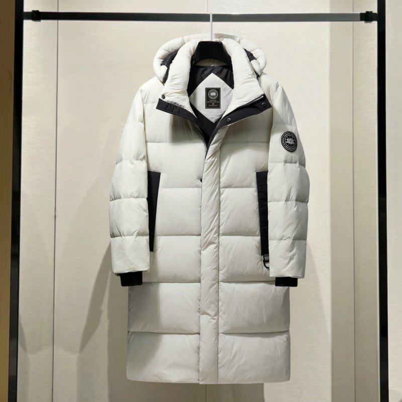 新标白鸭绒羽绒服潮牌长款过膝连帽加厚男女情侣外套2689-P190，男装羽绒服，星座1210A