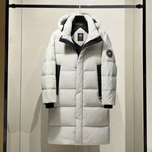新标白鸭绒羽绒服潮牌长款过膝连帽加厚男女情侣外套2689-P190，男装羽绒服，星座1210A