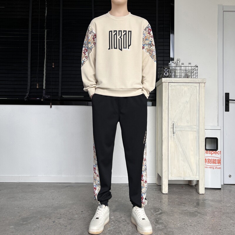 95%聚酯纤维5%氨纶春秋款卫衣套装男潮流运动套装两件套TZ035-P70,男装休闲套装,星座1210A