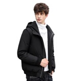 新标80%白鸭绒羽绒服短款青年时尚夹克连帽外套男7584-P125，男装羽绒服，星座1210A