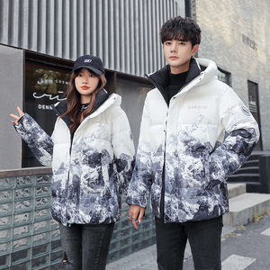 现货冬潮牌羽绒服情侣时尚连帽雪山渐变户外青少年INS风yr26-P80图片