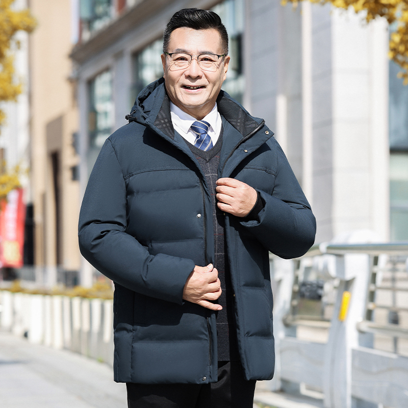 冬装新款男士短款连帽加厚保暖羽绒服爸爸装爷爷中老年外套男P150，男装羽绒服，星座1210A