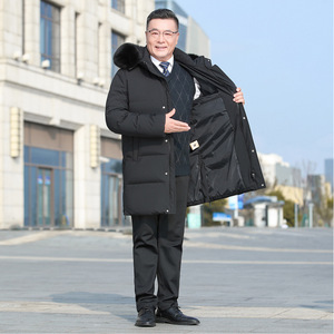 冬中老年爸爸装90%鹅绒服中长款加厚真毛领外套H817-P320538图片