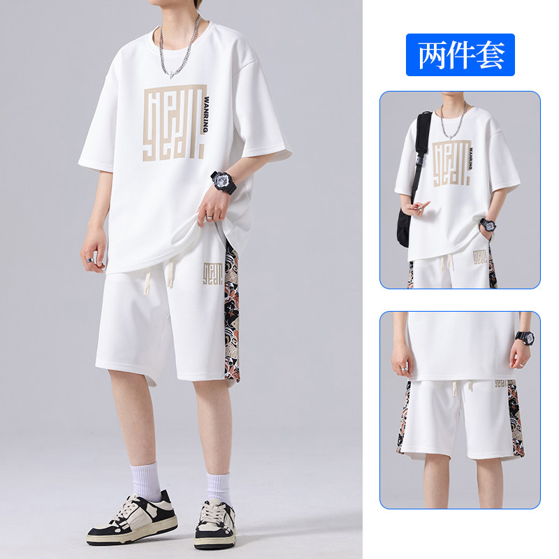 运动套装男士夏季时尚印花薄款冰丝短袖短裤一套搭配潮tz935-P48图片