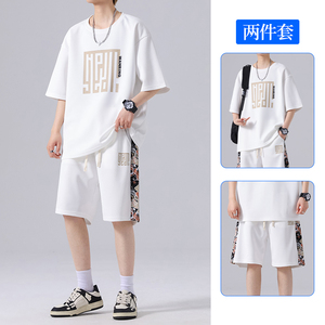 运动套装男士夏季时尚印花薄款冰丝短袖短裤一套搭配潮tz935-P48图片