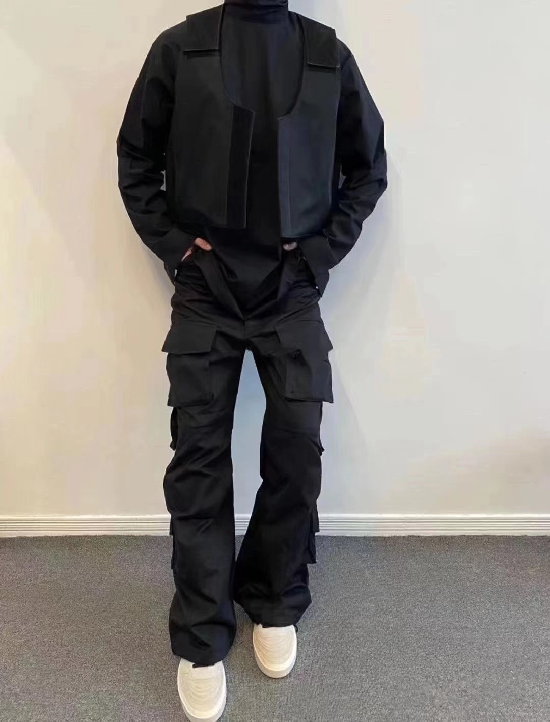 DONDA Kanye侃爷同款黑色口袋工装裤男休闲直筒宽松牛仔长裤高街