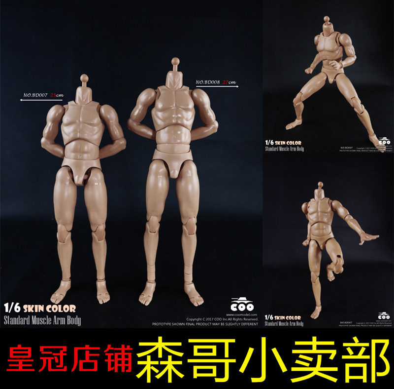 coomodel 1/6比例标准肌肉臂男素体 标准版bd007增高版bd008 现货