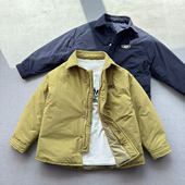 夹棉衬衫 时尚 外套 170儿童男童秋冬加厚外套 轻便保暖 110 薄棉衣