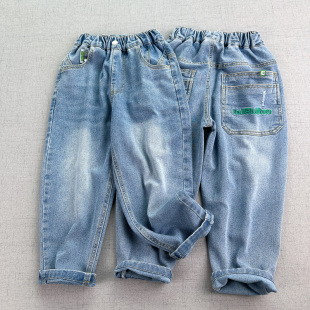 120码 儿童男童春秋休闲长裤 软 水洗牛仔裤 有弹力 110