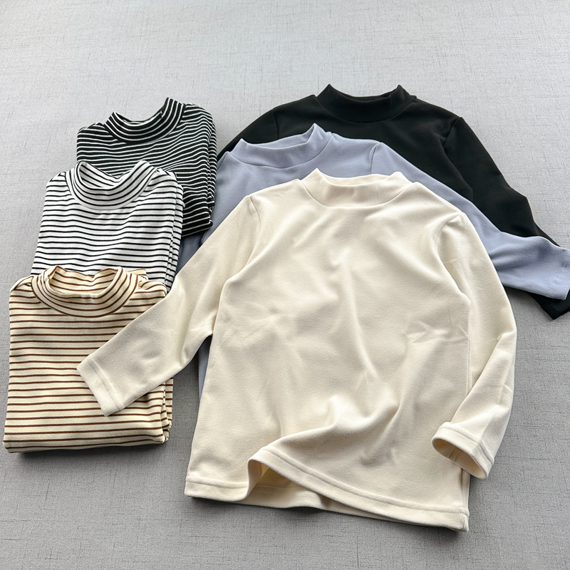 德绒半高领打底衫儿童保暖T恤