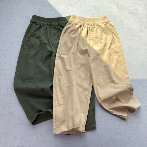 弹力竹节棉~麻感透气防蚊弯刀裤