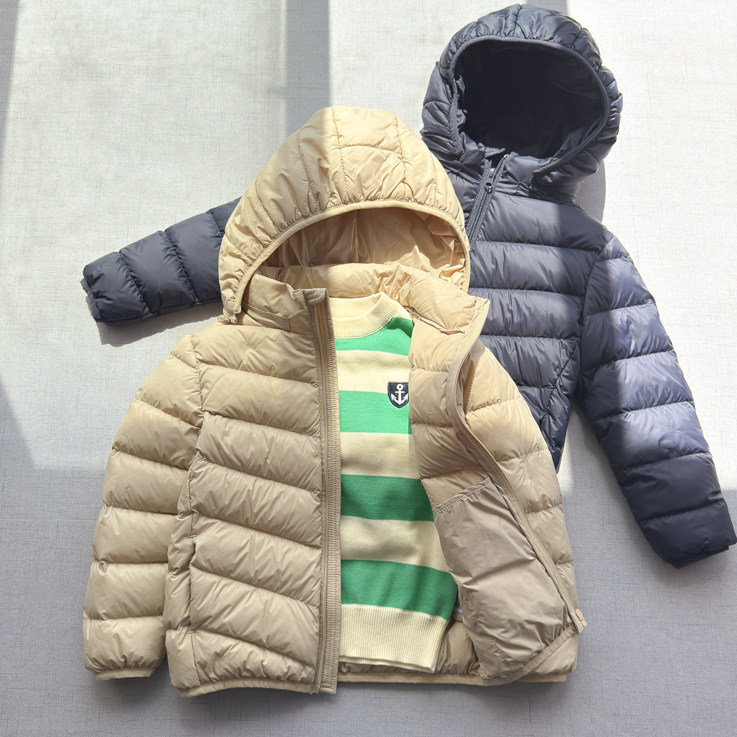 日系可拆帽90绒轻薄羽绒服