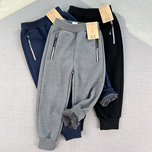 170 男童秋冬一体绒运动裤 冬装 拉链口袋 薄棉裤 110 新品 加绒卫裤