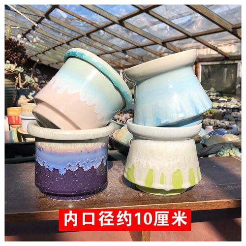 景德镇手工粗陶透气直筒多肉花盆