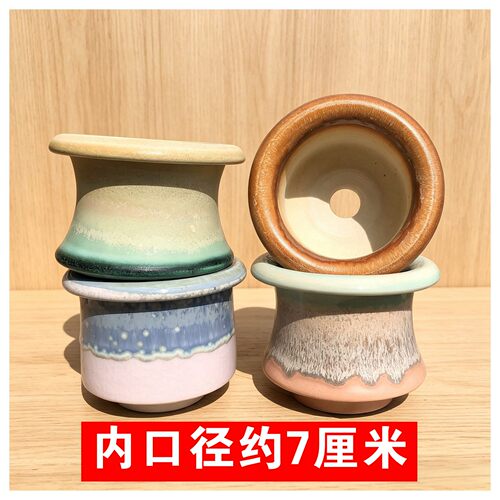 景德镇手工拉坯粗陶透气多肉花盆