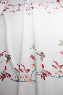 竹节棉两边定位花桃之夭夭 古装 汉服 马面裙面料 中国风