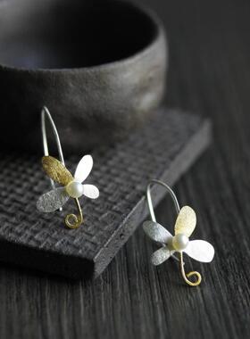 泰国925银磨砂手工耳坠